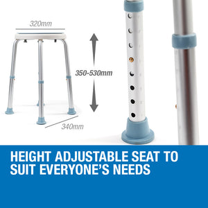 EQUIPMED Shower Chair Stool with Adjustable Swivel Seat | Bath Aid | Aluminium