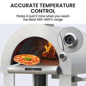 Outdoor Pizza Oven | Stainless Steel | Portable Pizza Maker Cooker | Wood Charcoal Fired | Brand: EuroGrille