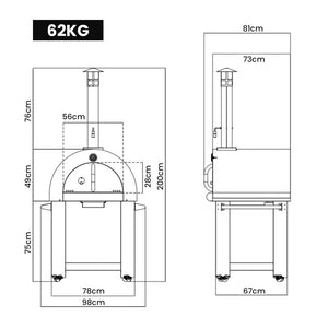 Outdoor Pizza Oven | Stainless Steel | Portable Pizza Maker Cooker | Wood Charcoal Fired | Brand: EuroGrille