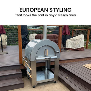 Outdoor Pizza Oven | Stainless Steel | Portable Pizza Maker Cooker | Wood Charcoal Fired | Brand: EuroGrille