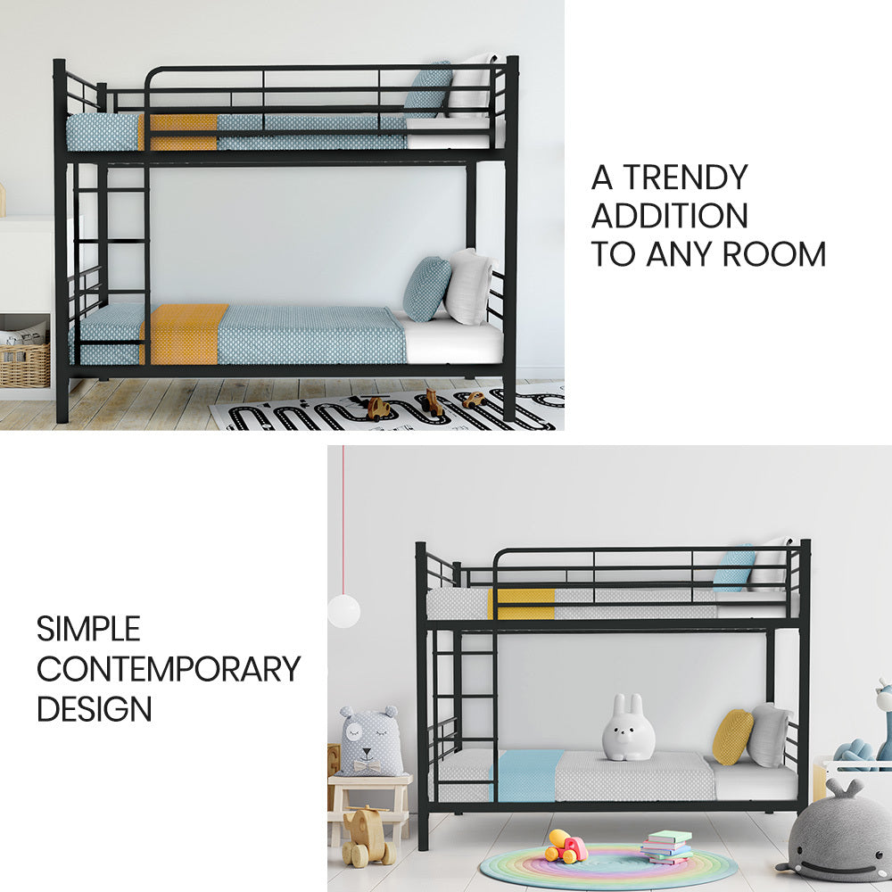 Kingston Slumber 2in1 King Single Metal Bunk Bed Frame with Modular Design (Dark Matte Grey)
