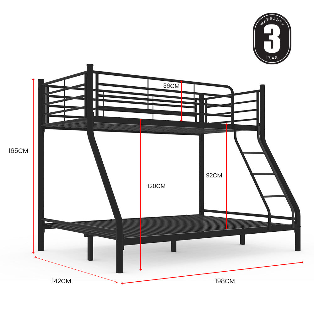 Kingston Slumber Metal Single over Double Bunk Bed Frame (Dark Matte Grey)