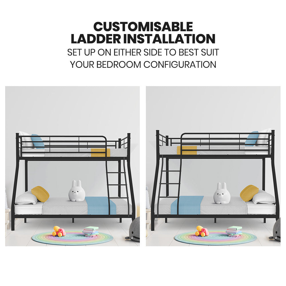 Kingston Slumber Metal Single over Double Bunk Bed Frame (Dark Matte Grey)