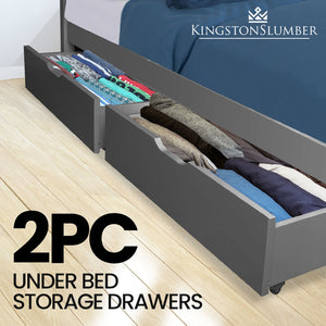 Kingston Slumber Trundle Under Bed Storage Drawers, 2 Pieces (Grey)