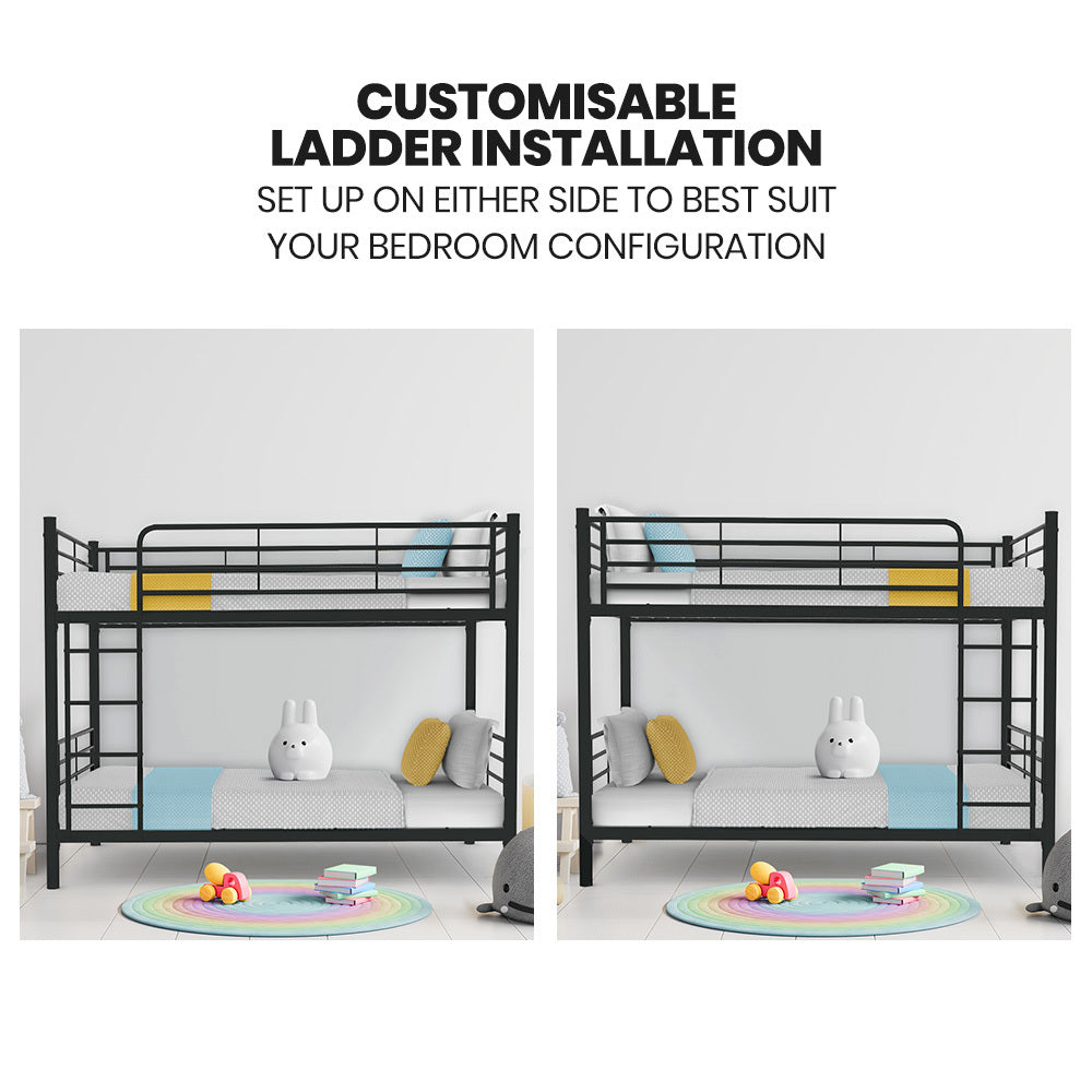 Kingston Slumber 2in1 Single Metal Bunk Bed Frame with Modular Design (Dark Matte Grey)