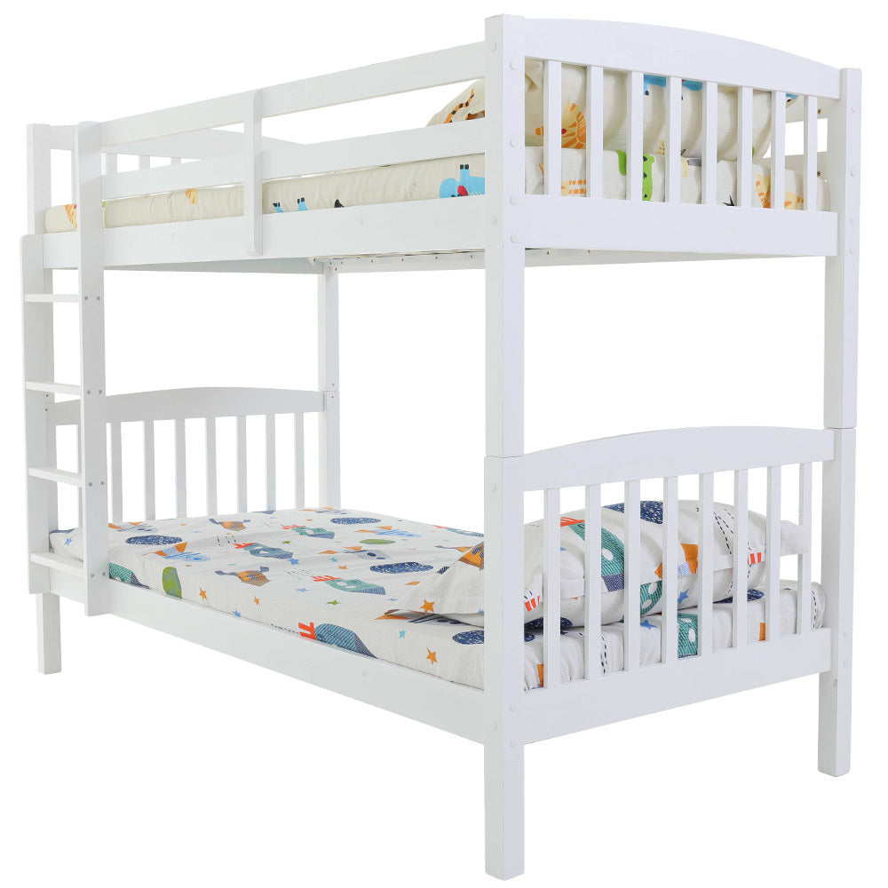Kingston Slumber Wooden Kids Bunk Bed Frame with Modular Design (White)
