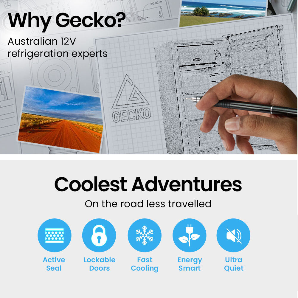 GECKO 70L Portable Fridge Freezer - Caravans Camping 12V/24V/240V