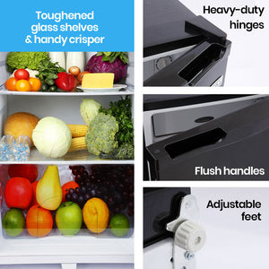 GECKO 95L Portable Upright Fridge Freezer for Camping, Caravans, and Bar Fridges