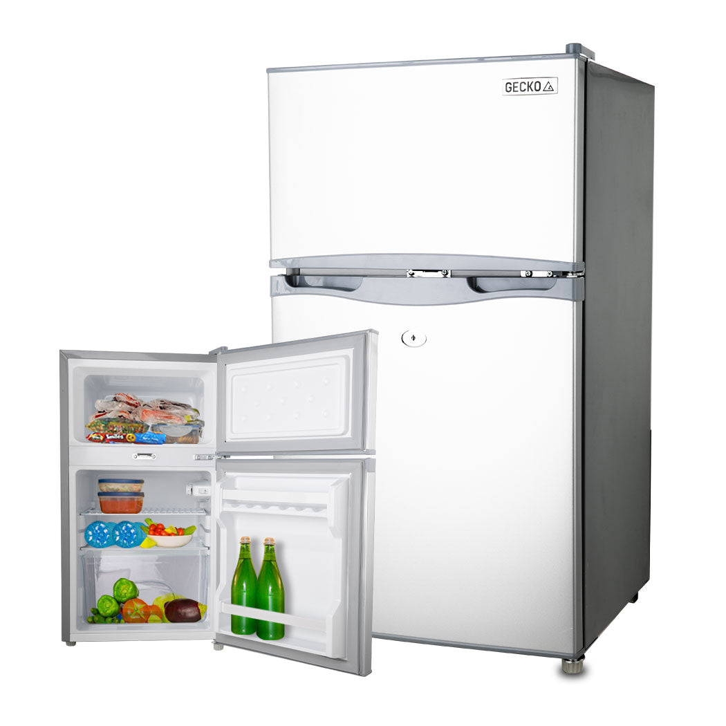 GECKO 95L Portable Fridge Freezer - Camping Motorhome 12V/24V/240V, Silver