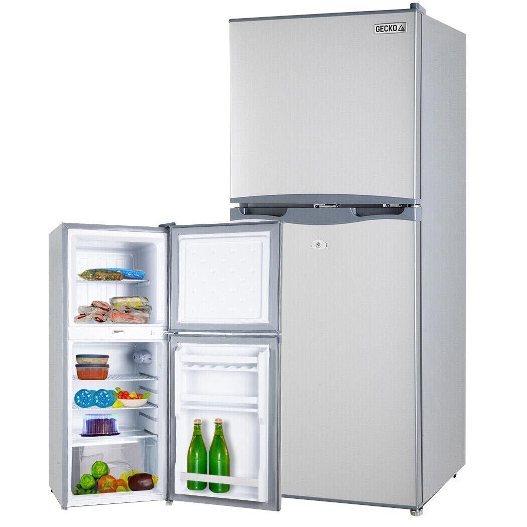 GECKO 125L Portable Fridge Freezer - Camping Motorhome 12V/24V/240V, Silver