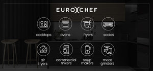 EUROCHEF 10L Electric Digital Air Fryer with Rotisserie, Rotating Fry Basket, Rack and Tongs, White