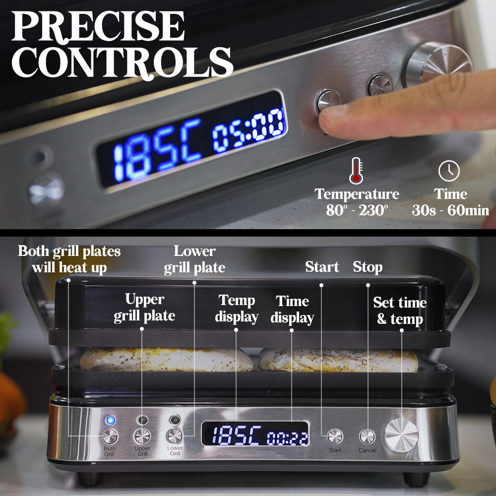 Smart Multi Contact Grill Sandwich Press Panini Waffle Maker | Stainless Steel