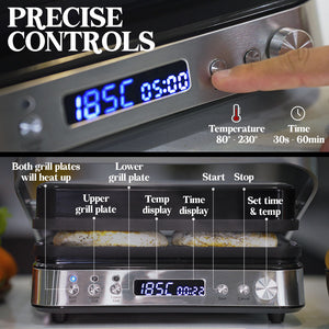 Smart Multi Contact Grill Sandwich Press Panini Waffle Maker | Stainless Steel