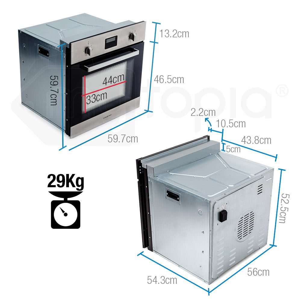 Electric Wall Oven 60cm Stainless 8 Function Built-in Fan Forced Grill | Touch Control