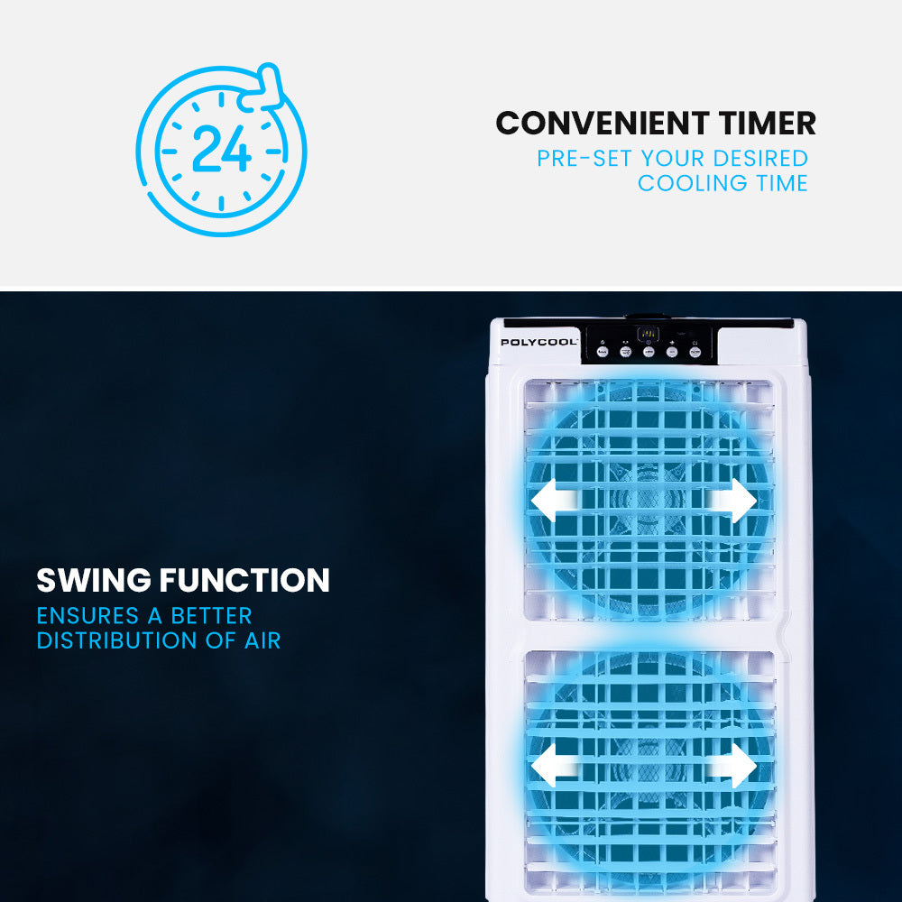 35L Portable Evaporative Air Cooler | 220W | 24 Hour Timer | 4 in 1 Cooling Fan | Remote Control