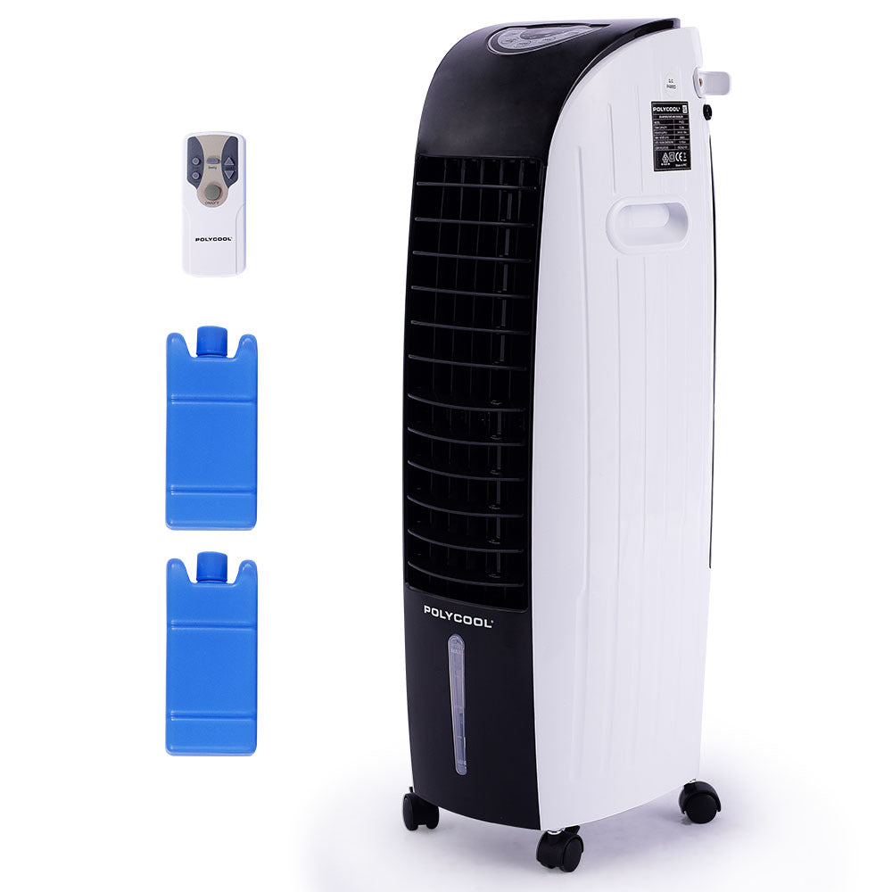 6L Evaporative Air Cooler | Portable Household Fan, Purifier, Humidifier | Remote Control | White and Black