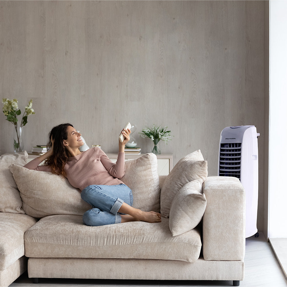 8L Portable Evaporative Air Cooler | 24 Hour Timer | 4 in 1 Cooling Fan | Grey and White