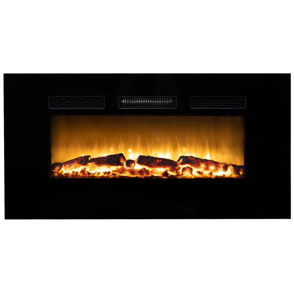 Carson Electric Fireplace Heater 100cm Wall Mounted 1800W Stove | Log Flame Effect