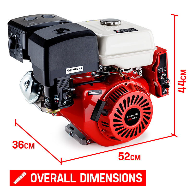 13HP Petrol Stationary Engine | OHV 4 Stroke | Horizontal Shaft | Electric Start Motor | BAUMR-AG