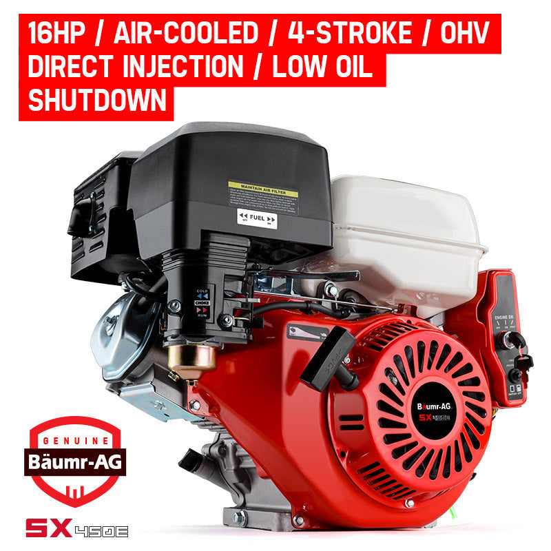 16HP Stationary Engine Petrol | Direct Ignition | OHV 4-Stroke | Electric Recoil Start | BAUMR-AG