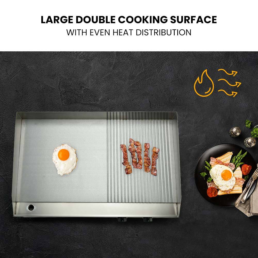 Electric Griddle Stainless Steel Commercial 4400W | BBQ Grill Hot Plate Extra Large