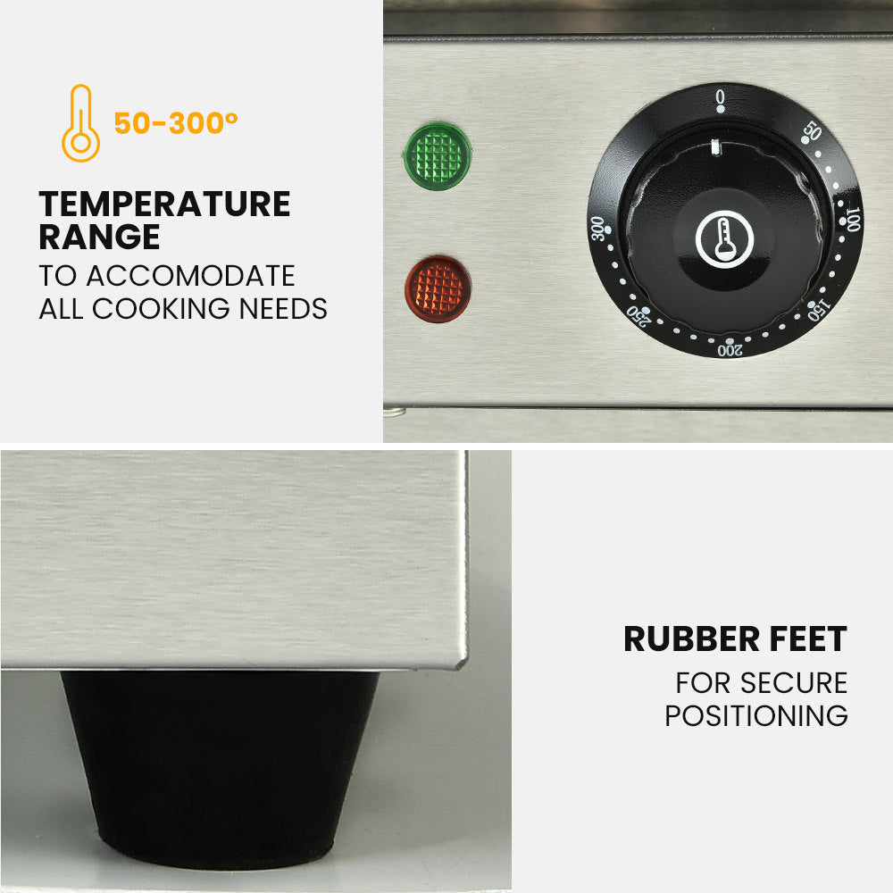 Electric Griddle Stainless Steel Commercial 4400W | BBQ Grill Hot Plate Extra Large