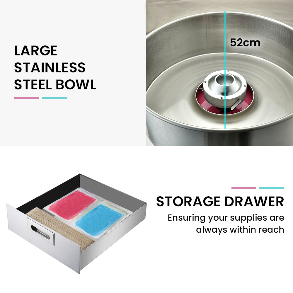 Commercial Cotton Candy Machine Fairy Floss Maker 1000W