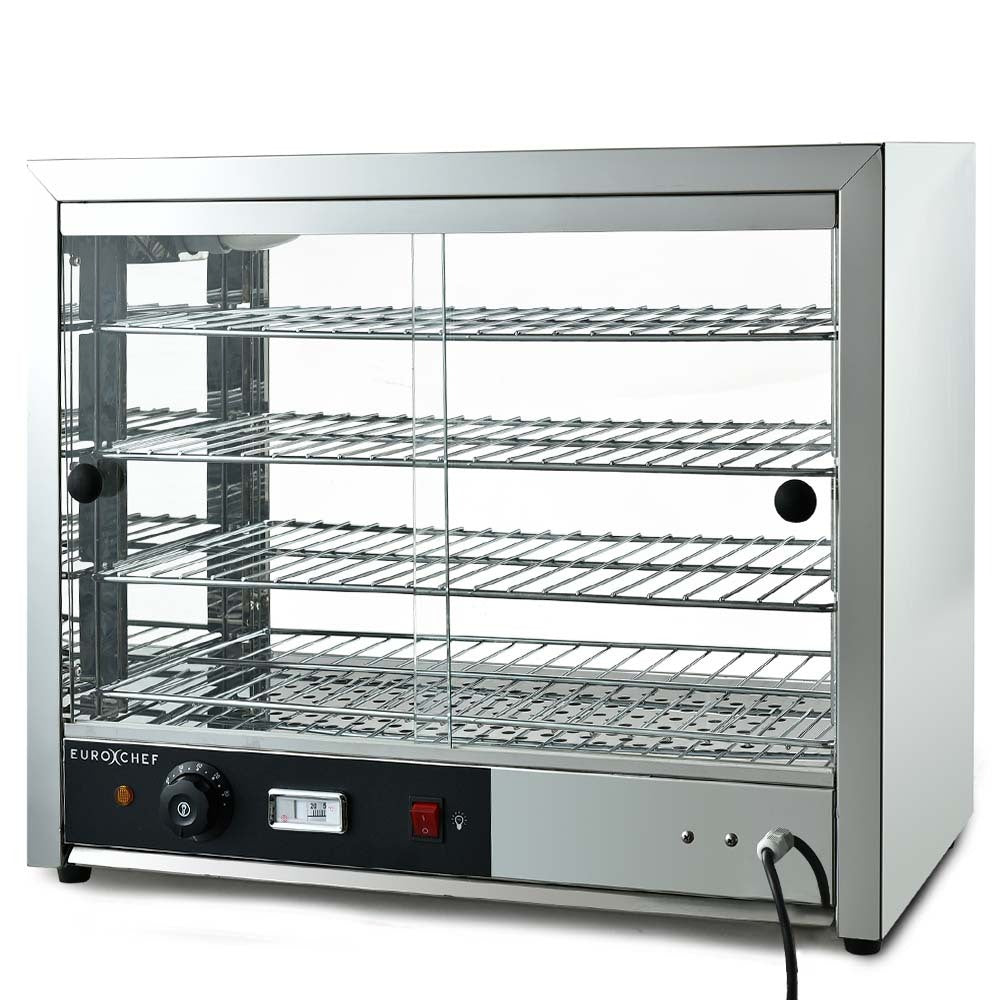 EuroChef Commercial Electric Food Warmer 1000W | 4-Tier Hot Display | Stainless Steel Cabinet