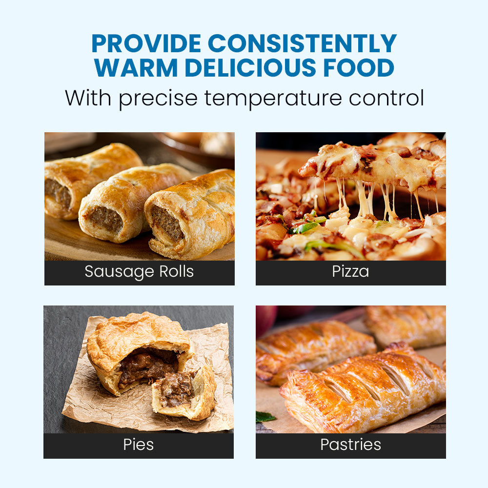 EuroChef Commercial Electric Food Warmer 1000W | 4-Tier Hot Display | Stainless Steel Cabinet