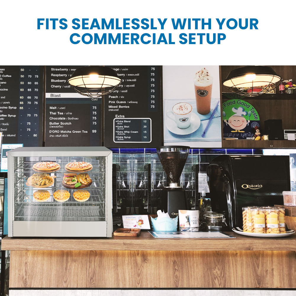 EuroChef Commercial Electric Food Warmer 1000W | 4-Tier Hot Display | Stainless Steel Cabinet