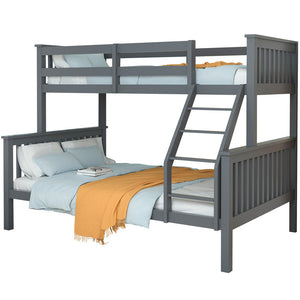 2in1 Single on Double Bunk Bed Kids Solid Wood Timber Loft Furniture Slats Grey