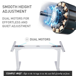 Fortia Electric Height Adjustable Sit-to-Stand Desk - Dual Motor - 150x70cm - White/Black Frame