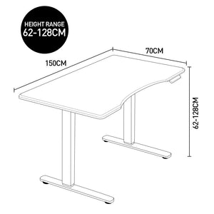 Fortia Electric Height Adjustable Sit-to-Stand Desk - Dual Motor - 150x70cm - White/Black Frame