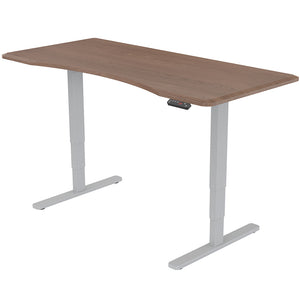 Fortia Electric Height Adjustable Sit-to-Stand Desk - Dual Motor - 150x70cm - Walnut Style/Silver Frame