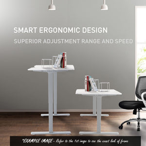 Fortia Electric Height Adjustable Sit-to-Stand Desk - Dual Motor - 150x70cm - White Oak Style/Silver Frame