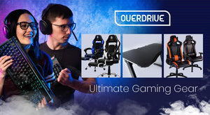 OVERDRIVE Gaming Desk 120cm PC Computer LED Lights Carbon Fibre Style Black RGB