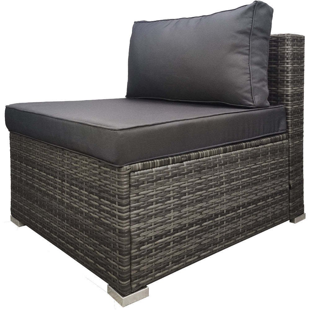 LONDON RATTAN 1 Seater Outdoor Sofa Modular Lounge Chair in Grey