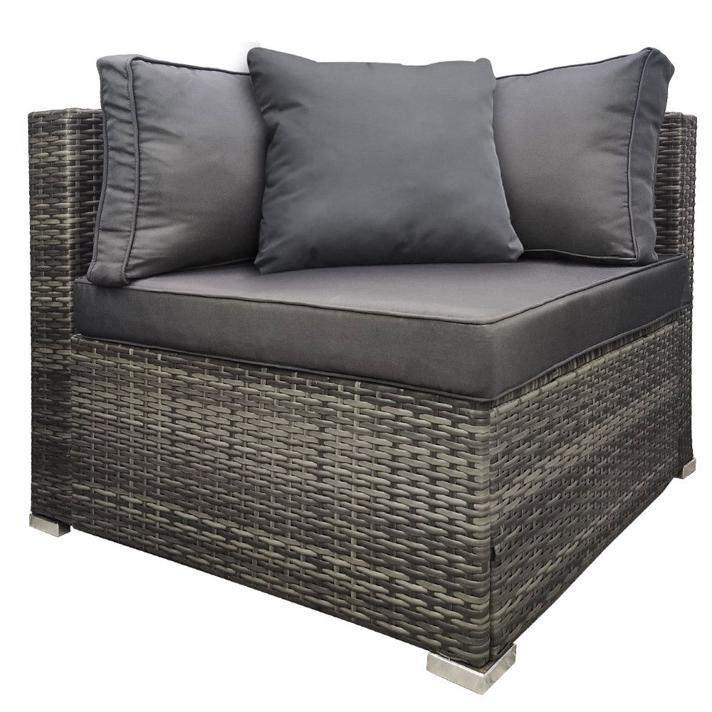 LONDON RATTAN 1 Seater Outdoor Corner Modular Lounge Chair in Grey