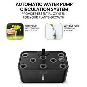 PLANTCRAFT 8 Pod Indoor Hydroponic Growing System | Water Level Window & Pump | Black