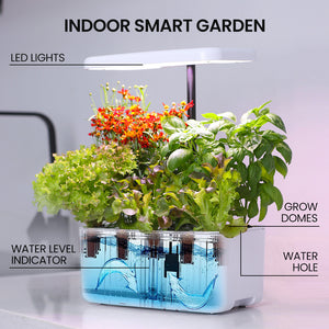 PLANTCRAFT 8 Pod Indoor Hydroponic Growing System | Water Level Window & Pump | White