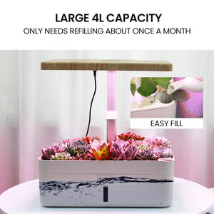 PLANTCRAFT 12 Pod Indoor Hydroponic Growing System | Water Level Window & Pump | White