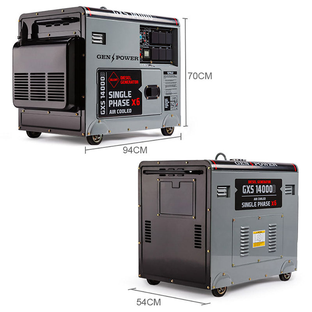 Portable Diesel Generator | 8.4kW Peak Power | Single Phase | Key Start | 13HP Engine | Commercial Use