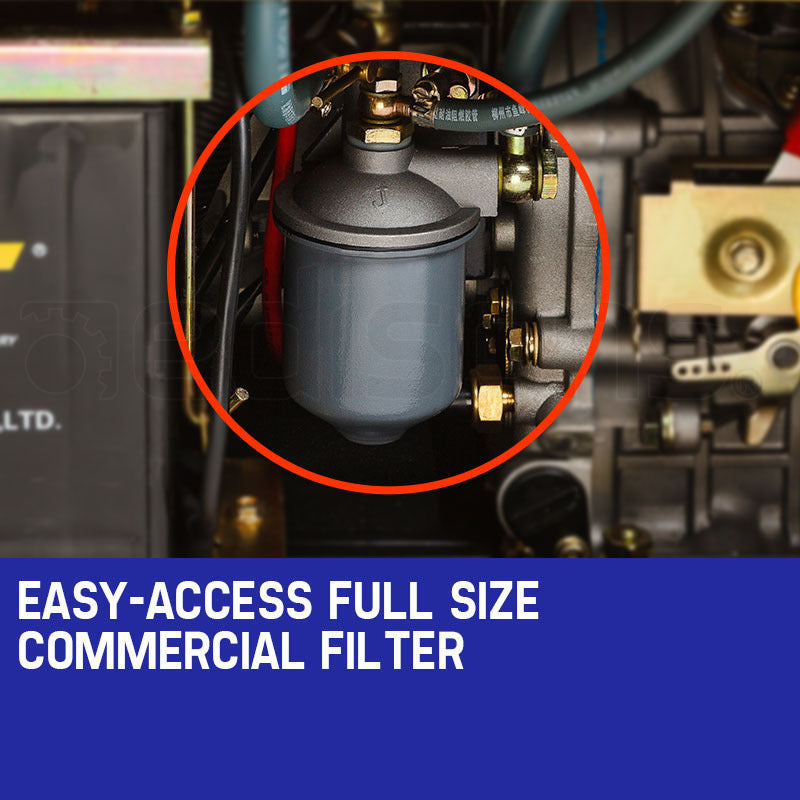 Portable Diesel Generator | 8.4kW Peak Power | Single Phase | Key Start | 13HP Engine | Commercial Use