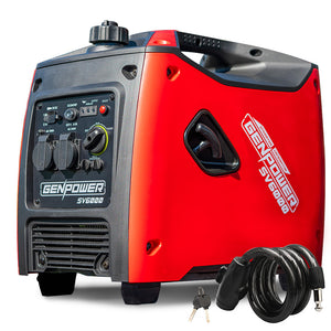 GENPOWER Inverter Generator 3.5kW Max | 3.2kW Rated | Petrol | Pure Sine Wave | Portable Camping | Red