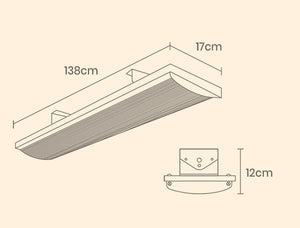 BIO Outdoor Strip Radiant Heater - Alfresco 3200W | Ceiling/Wall Mount Heating | Slimline Bar Panel
