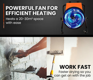 UNIMAC 2400W Electric Space Heater - Portable Small Fan Workshop Warehouse Blow Industrial Heating