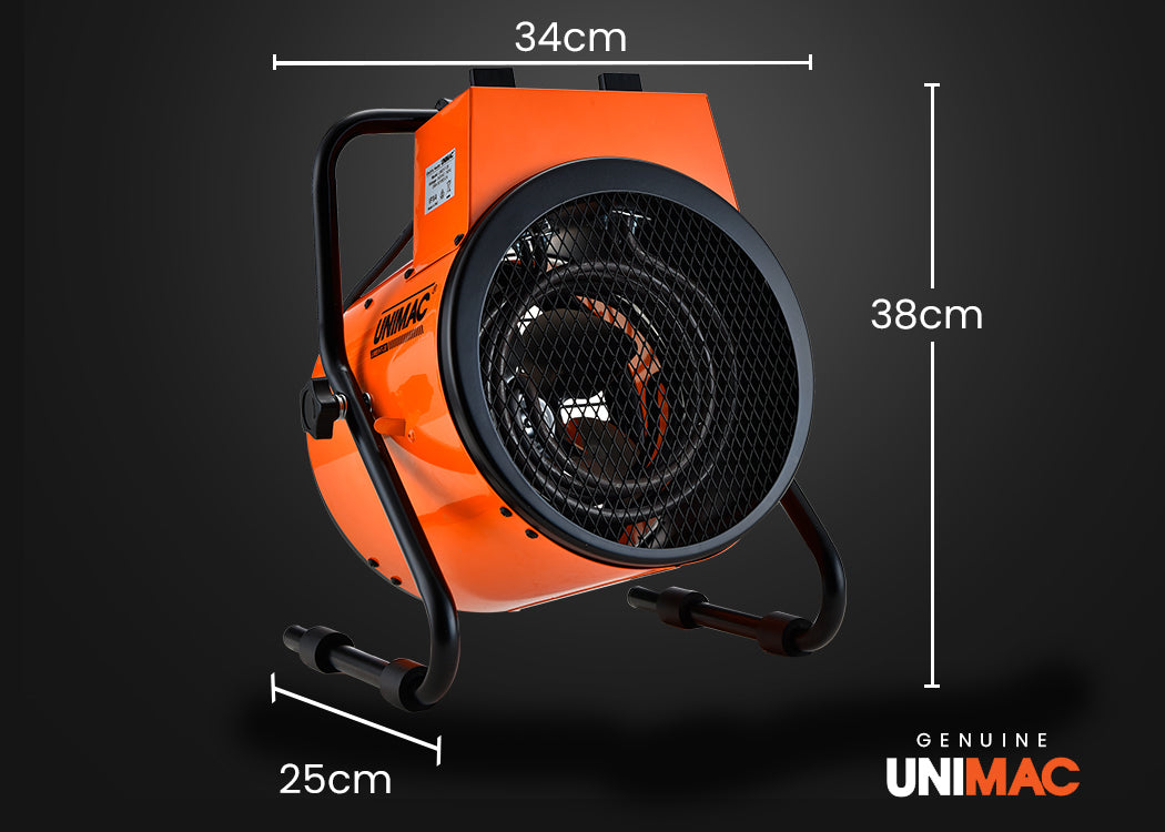 UNIMAC 2400W Electric Space Heater - Portable Small Fan Workshop Warehouse Blow Industrial Heating