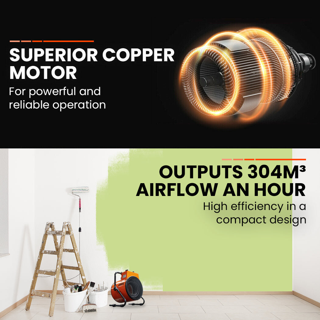 UNIMAC 2400W Electric Space Heater - Portable Small Fan Workshop Warehouse Blow Industrial Heating