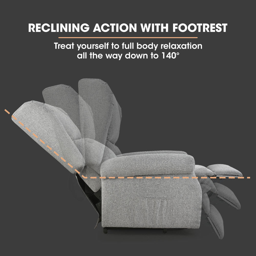 FORTIA Electric Recliner Lift Heat Chair for Elderly | Massage | Heat Therapy | Aged Care (Grey)