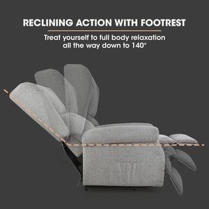 FORTIA Electric Recliner Lift Heat Chair for Elderly | Massage | Heat Therapy | Aged Care (Grey)